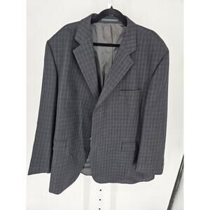 Alexandre London mens Sz 54 3 Button Blazer Suit Jacket Gray Navy Wool